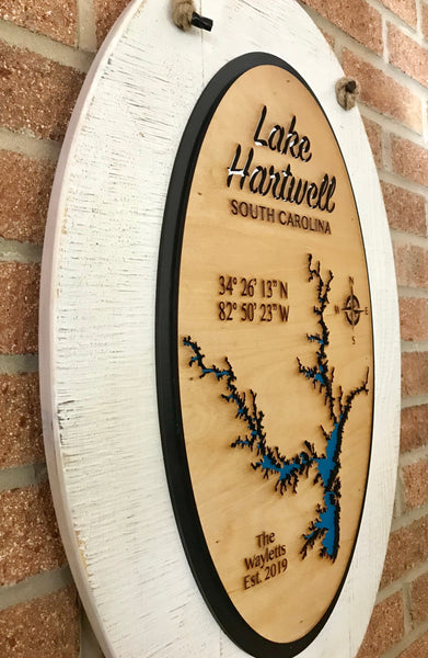 "Oval" Laser Cut Lake Sign