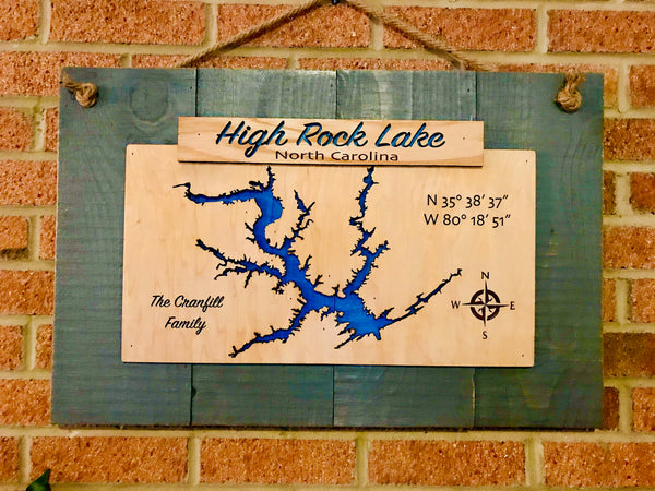High Rock Lake Banner Laser Cut Lake Sign
