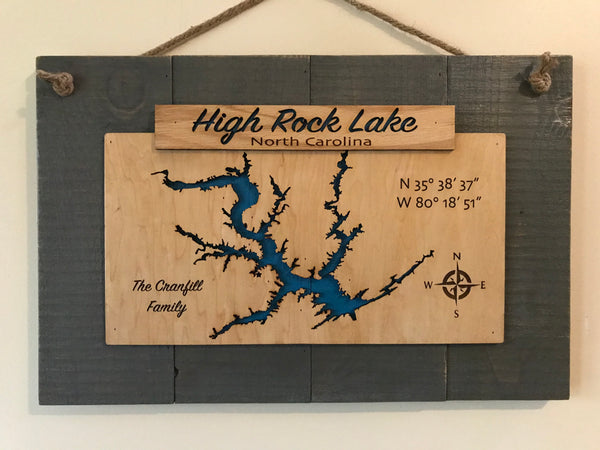 High Rock Lake Banner Laser Cut Lake Sign