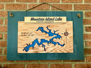 Mountain Island Lake Banner Laser Cut Lake Sign