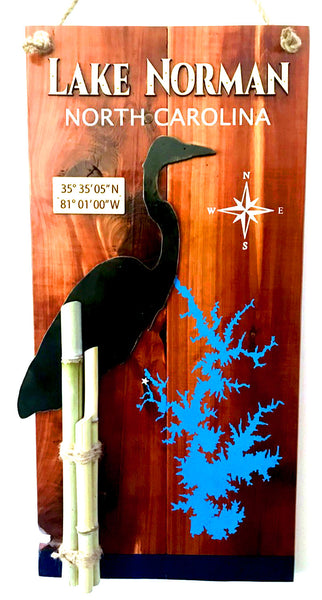 "Heron" Laser Cut & Hand Painted Lake Sign
